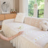 Daisy Striped Sofa Cover with Sheer Ruffle Skirt, Floral Soft Slipcover Blanket