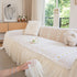 Daisy Striped Sofa Cover with Sheer Ruffle Skirt, Floral Soft Slipcover Blanket