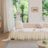 Daisy Striped Sofa Cover with Sheer Ruffle Skirt, Floral Soft Slipcover Blanket