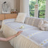 Daisy Striped Sofa Cover with Sheer Ruffle Skirt, Floral Soft Slipcover Blanket