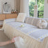 Daisy Striped Sofa Cover with Sheer Ruffle Skirt, Floral Soft Slipcover Blanket