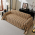 Sofa Throw Blanket with Woven Geometric Pattern & Tassels, Soft & Thick Couch Cover