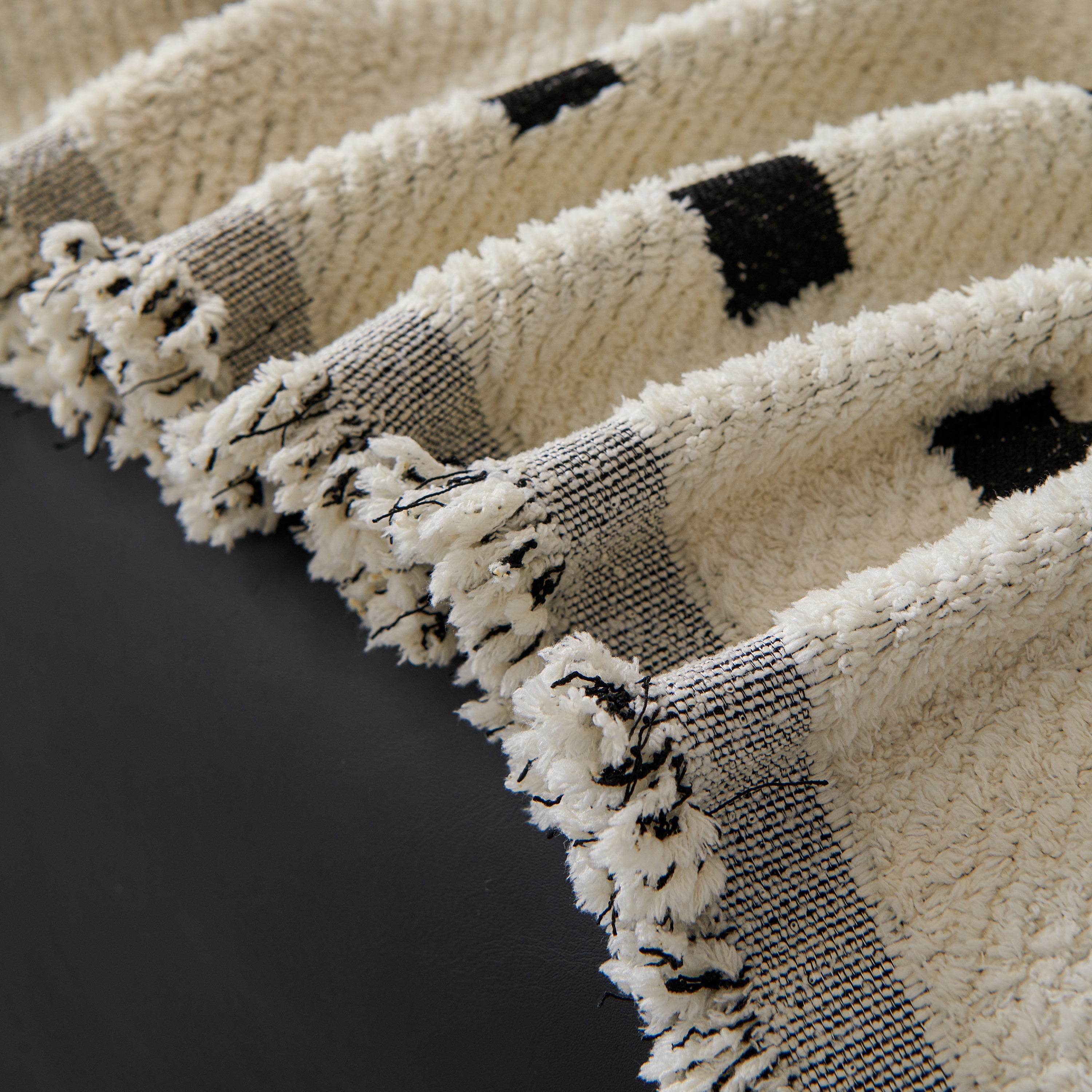 Sofa Throw Blanket with Woven Geometric Pattern & Tassels, Soft & Thick Couch Cover