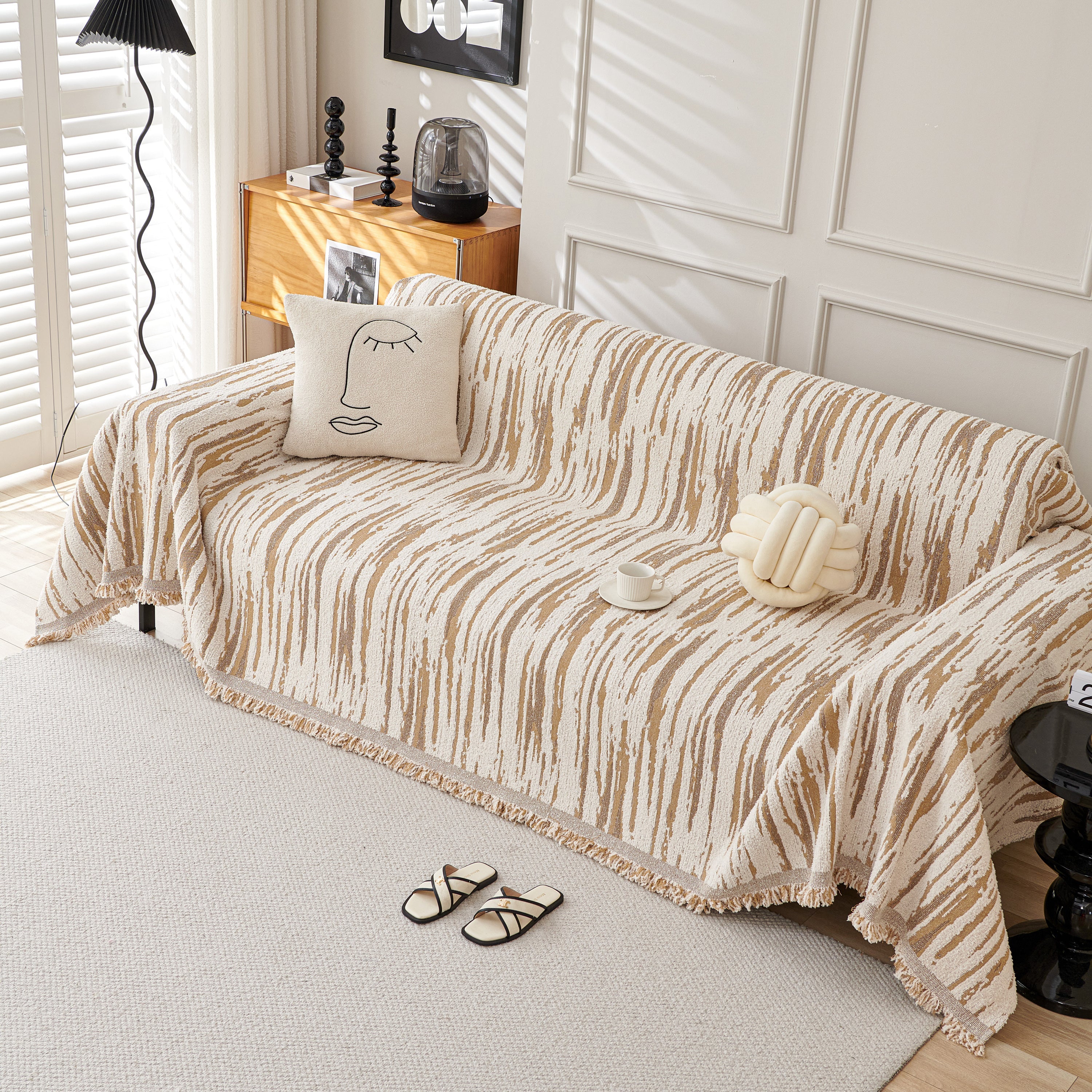 Reversible Sofa Throw Blanket, Couch Cover Sofa Slipcover for Most Shape Sofas