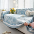 Floral Symphony Couch Throw Cover with Tassel, Chenille Sofa Cover with Leafy Melodies for Sectional