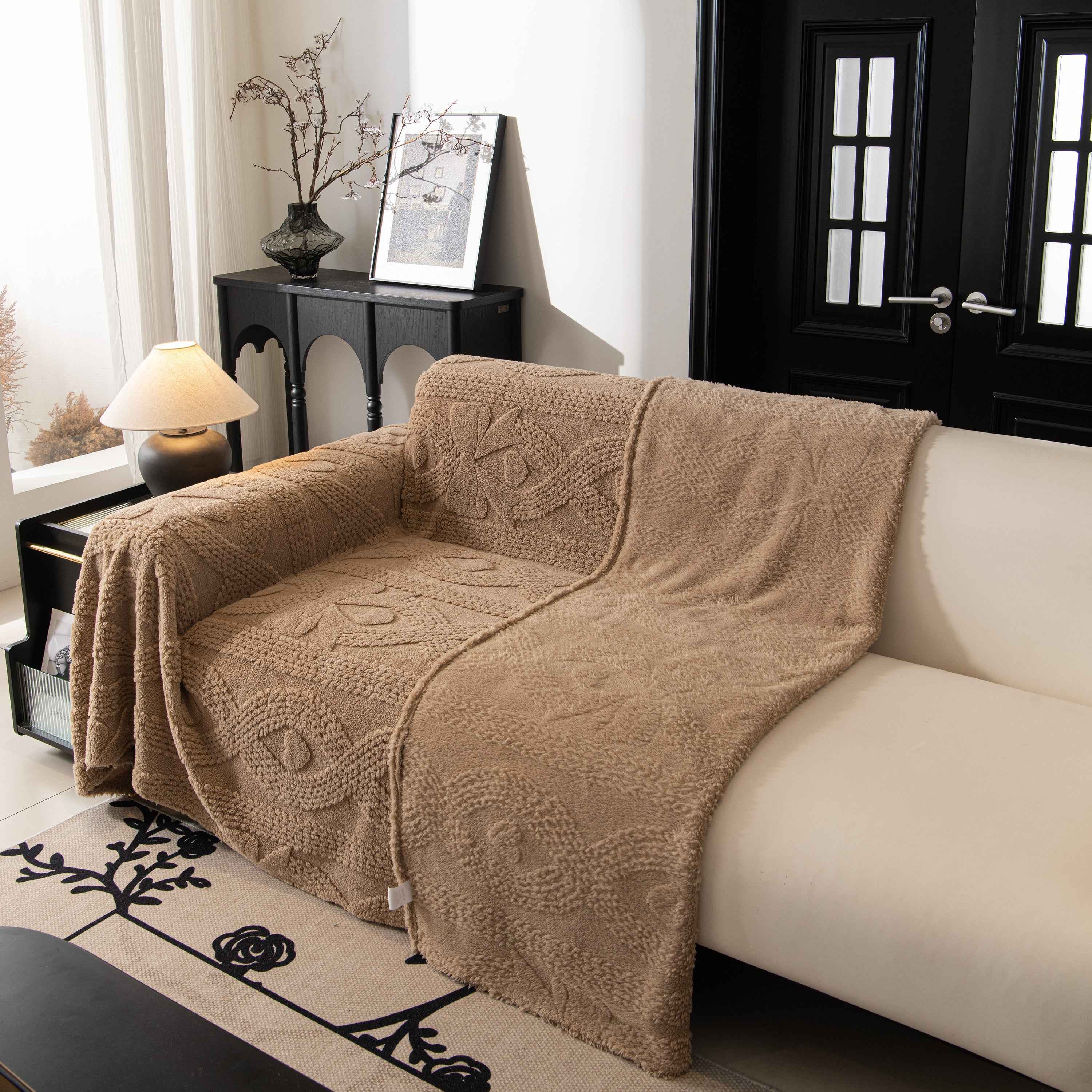 Soft Plush Fleece Throw Blanket for Couch Solid Cute Warm Couch Cover Blanket for Winter