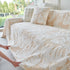Plush Faux Fur Warm Sofa Cover with Waves Jacquard Textured Throw Blankets for Couch