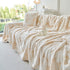 Plush Faux Fur Warm Sofa Cover with Waves Jacquard Textured Throw Blankets for Couch