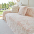Plush Faux Fur Warm Sofa Cover with Waves Jacquard Textured Throw Blankets for Couch