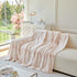 Plush Faux Fur Warm Sofa Cover with Waves Jacquard Textured Throw Blankets for Couch