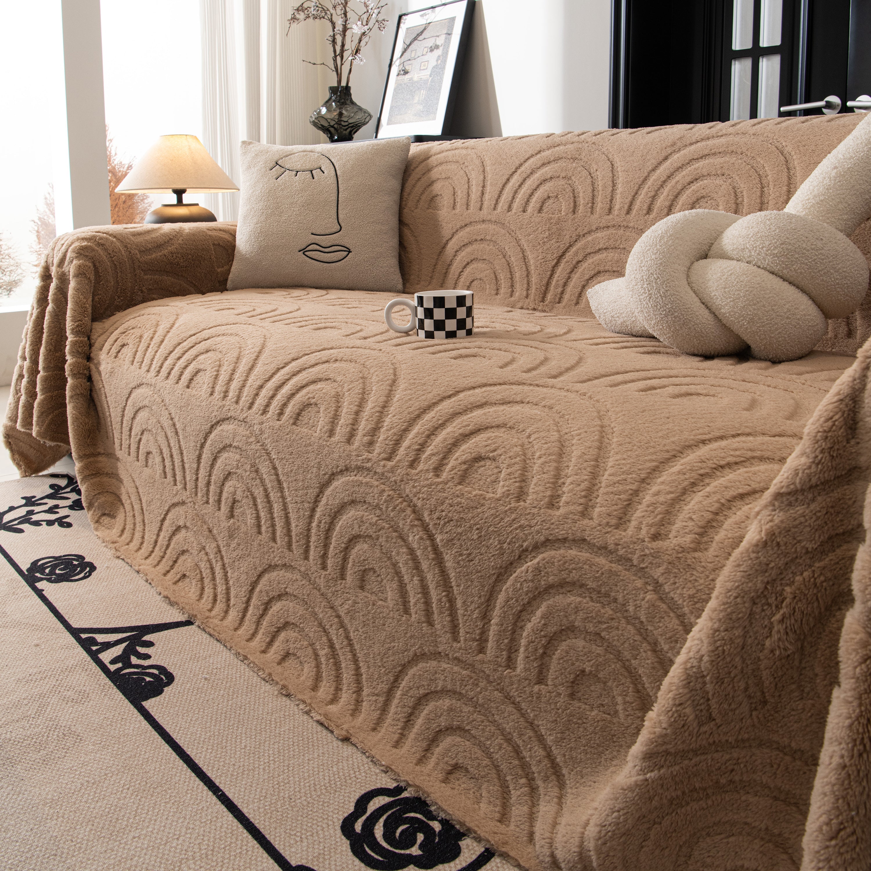 Plush Warm Decor Couch Cover Soft Jacquard Fleece Throw Blankets for Bed Couch Sofa Chair