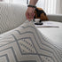Modern Geometric Jacquard Sofa Slipcover, High Stretch 1-Piece Textured Couch Cover