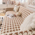 Jacquard Plush Houndstooth Sofa Throw Cover, Cover Throws for Sofas, Stylish Living Room Throws