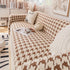 Jacquard Plush Houndstooth Sofa Throw Cover, Cover Throws for Sofas, Stylish Living Room Throws