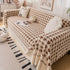 Jacquard Plush Houndstooth Sofa Throw Cover, Cover Throws for Sofas, Stylish Living Room Throws