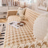 Jacquard Plush Houndstooth Sofa Throw Cover, Cover Throws for Sofas, Stylish Living Room Throws
