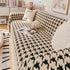 Jacquard Plush Houndstooth Sofa Throw Cover, Cover Throws for Sofas, Stylish Living Room Throws