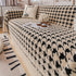 Jacquard Plush Houndstooth Sofa Throw Cover, Cover Throws for Sofas, Stylish Living Room Throws