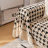 Jacquard Plush Houndstooth Sofa Throw Cover, Cover Throws for Sofas, Stylish Living Room Throws