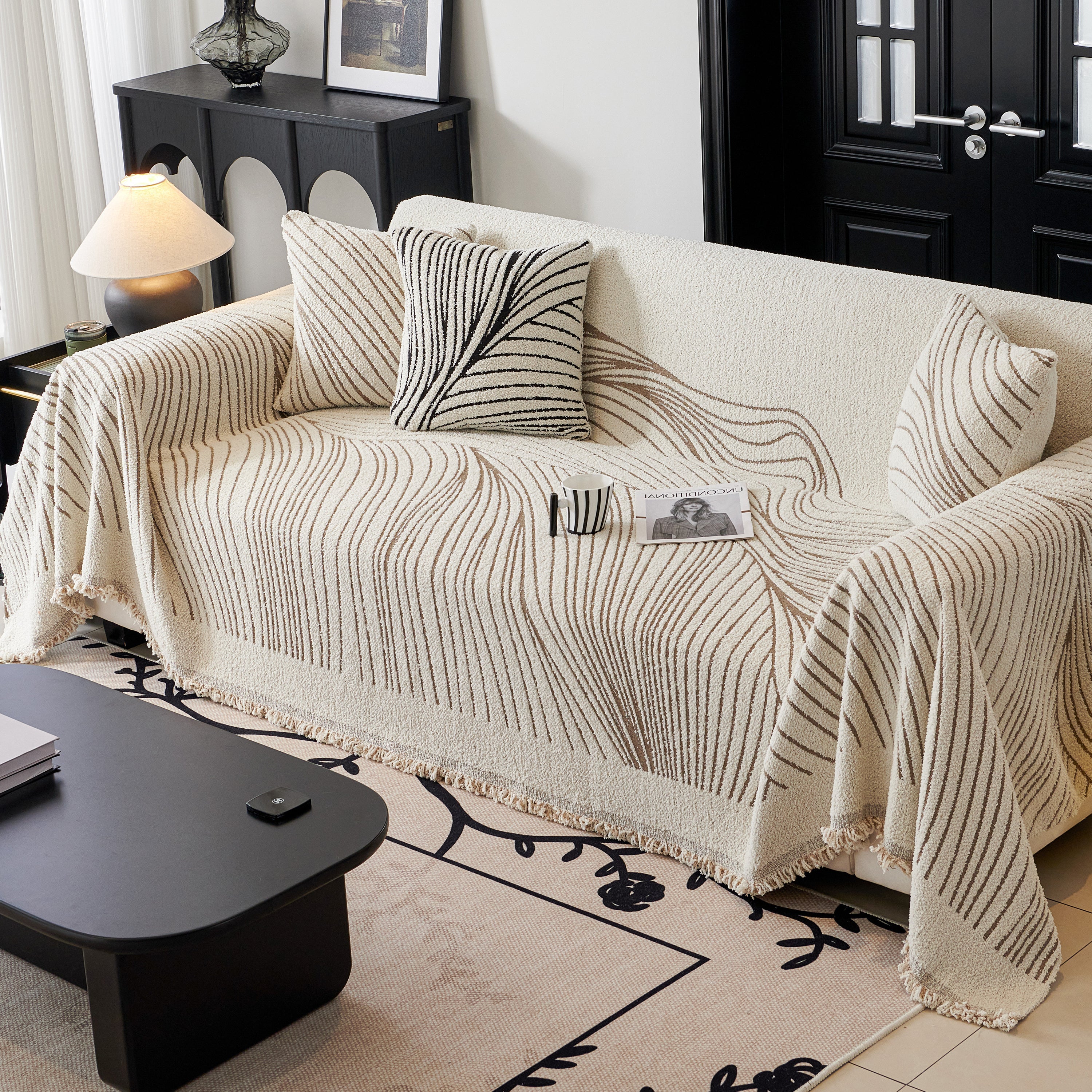 Cozy Striped Sofa Throw Blanket L Shaped Sectional Couch Covers Luxury Throws for Sofas