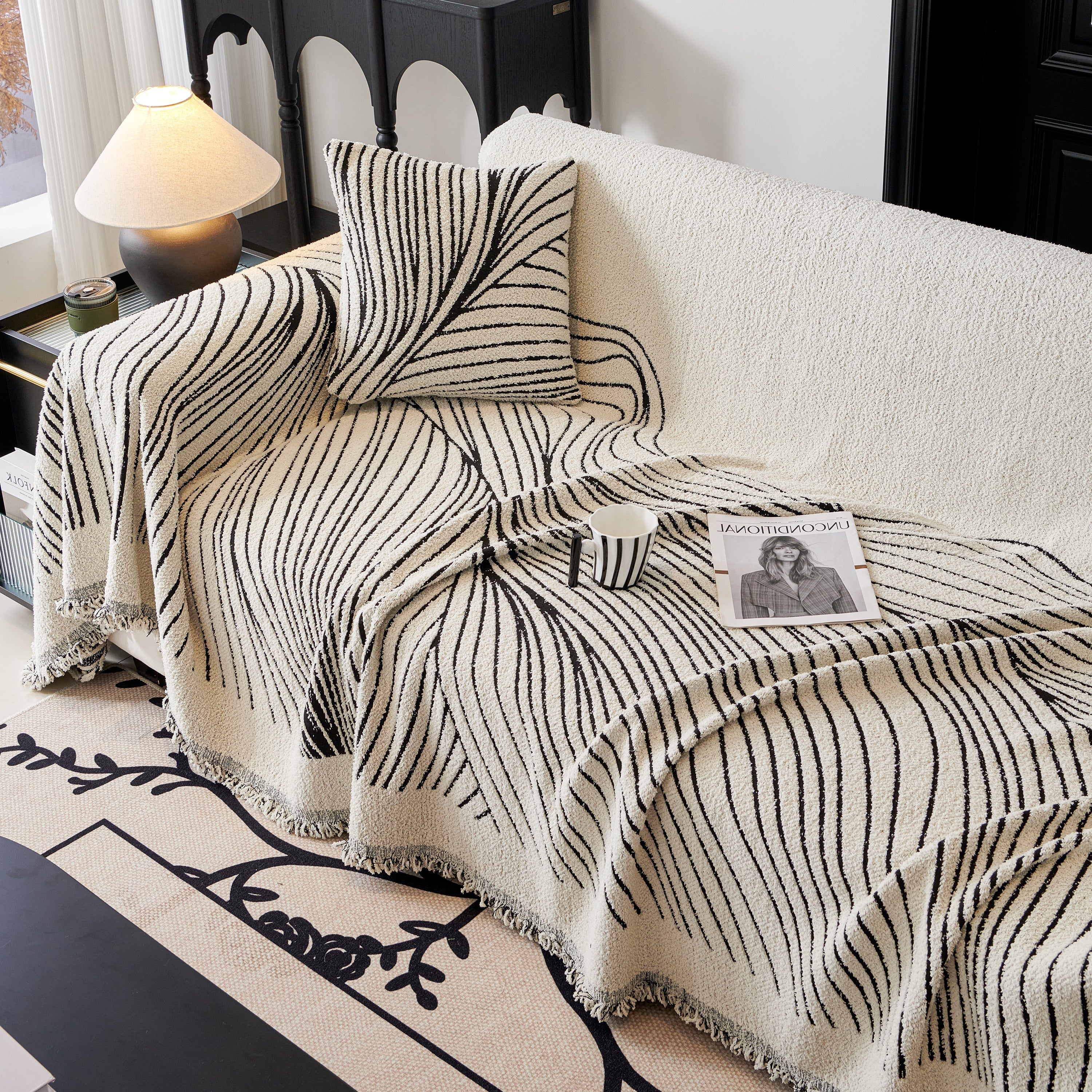 Cozy Striped Sofa Throw Blanket L Shaped Sectional Couch Covers Luxury Throws for Sofas