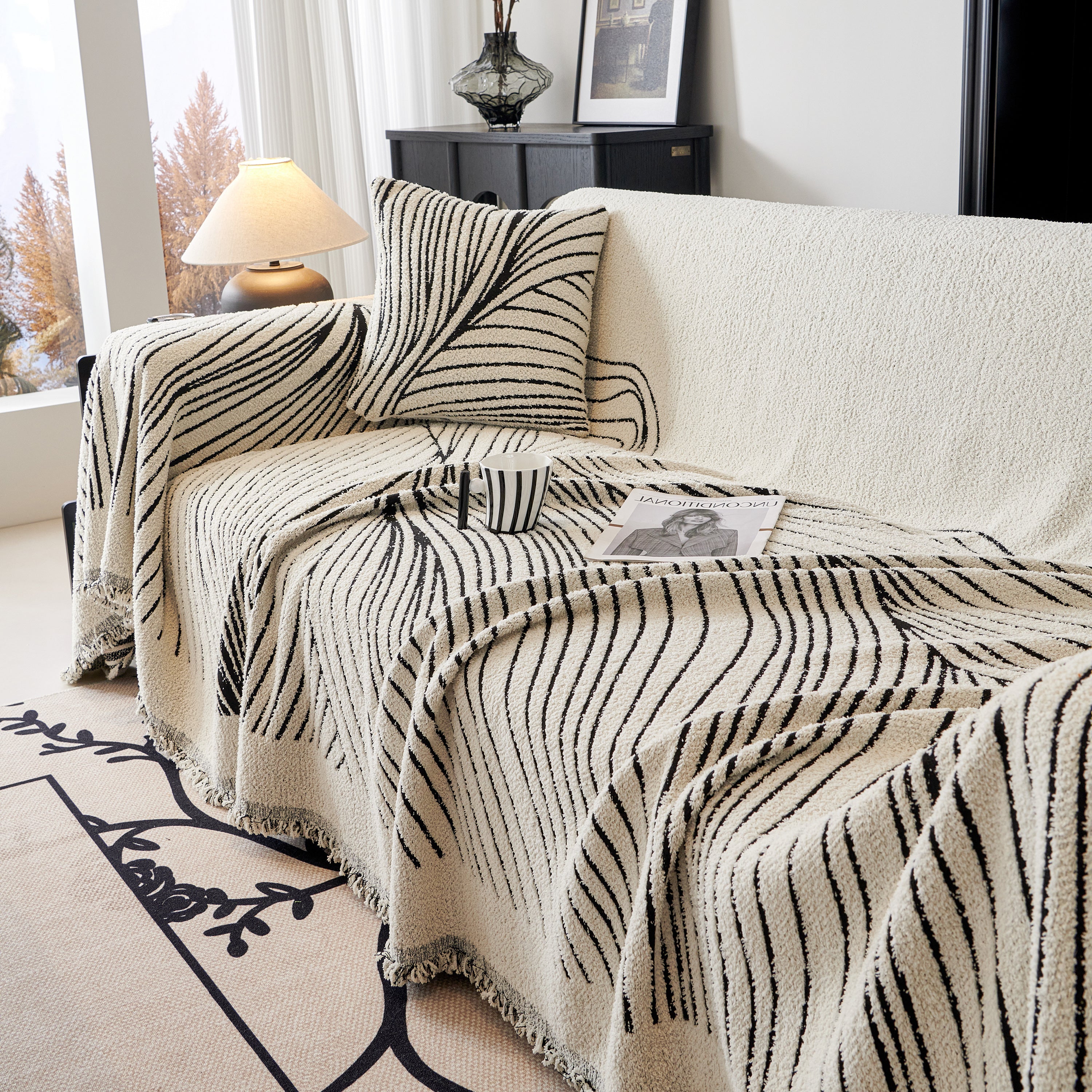 Cozy Striped Sofa Throw Blanket L Shaped Sectional Couch Covers Luxury Throws for Sofas