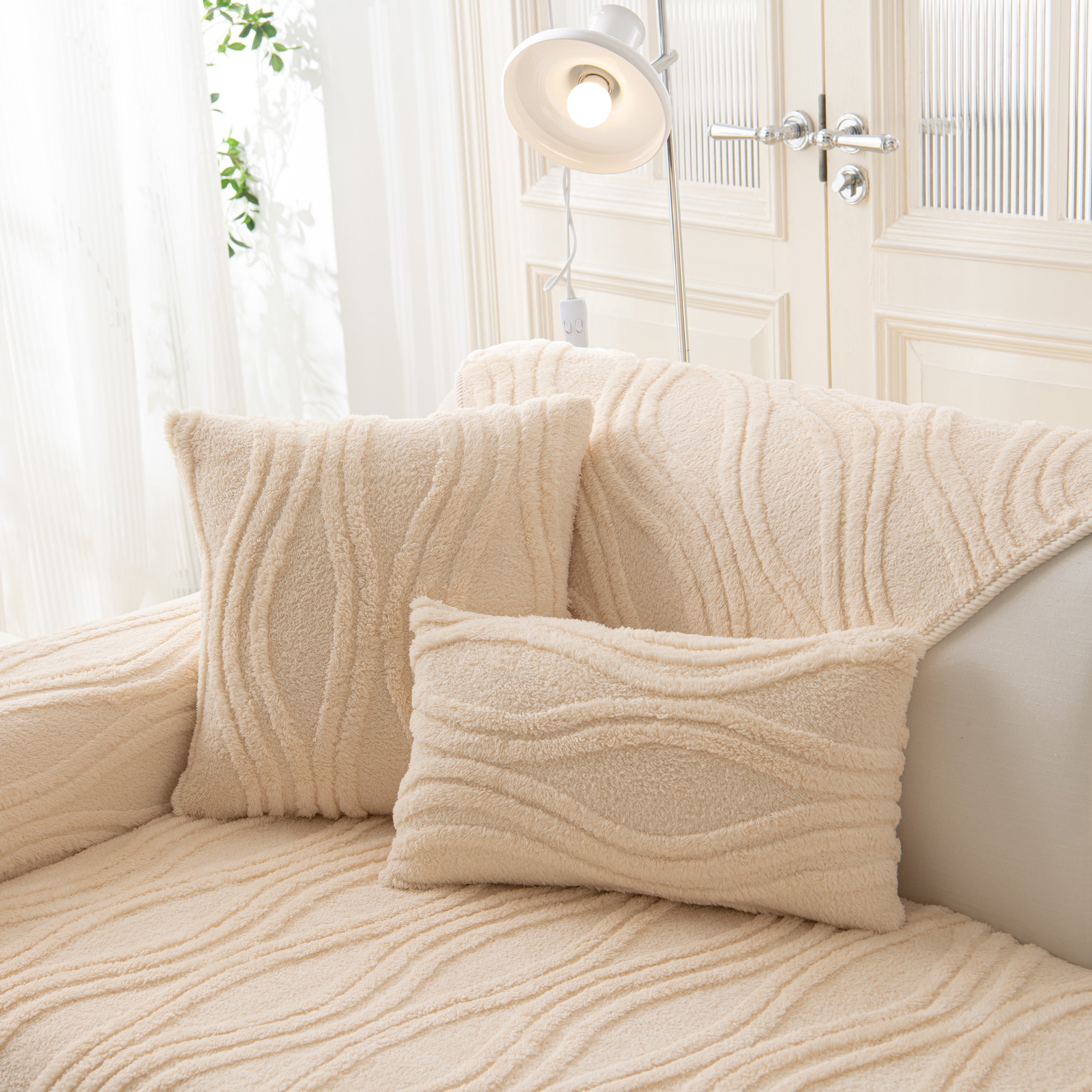 Winter Thickened Non-slip Blanket, Three-Dimensional Embossed Cotton Velvet Sofa Cover
