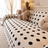 Plush Fleece Sofa Cover Throw, Soft Textured Polka Dot Couch Protector Blanket for Pets