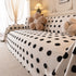 Plush Fleece Sofa Cover Throw, Soft Textured Polka Dot Couch Protector Blanket for Pets