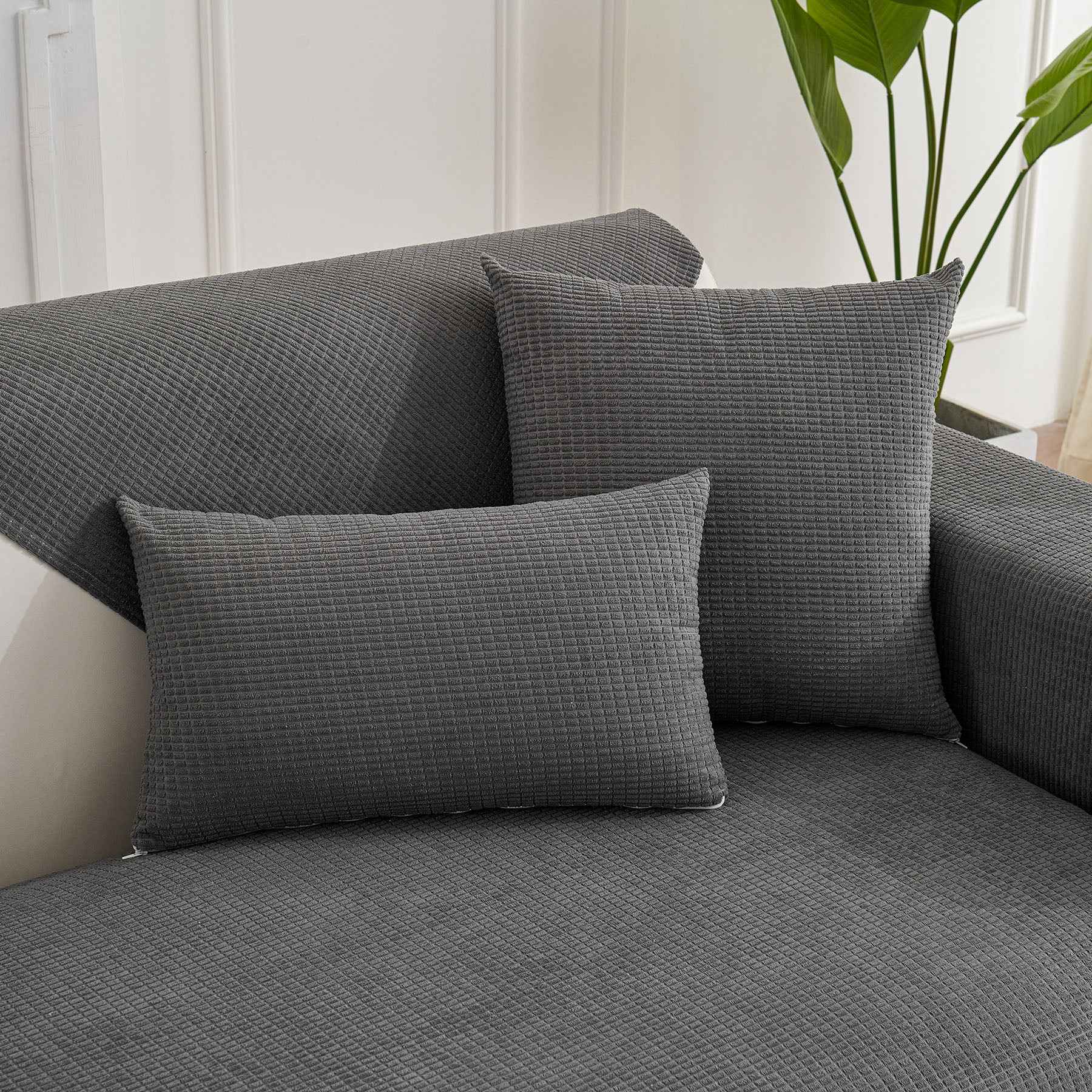 Water-Resistant Waffle Textured Sofa Cover, Non-Slip Couch Protector for Pets & Kids