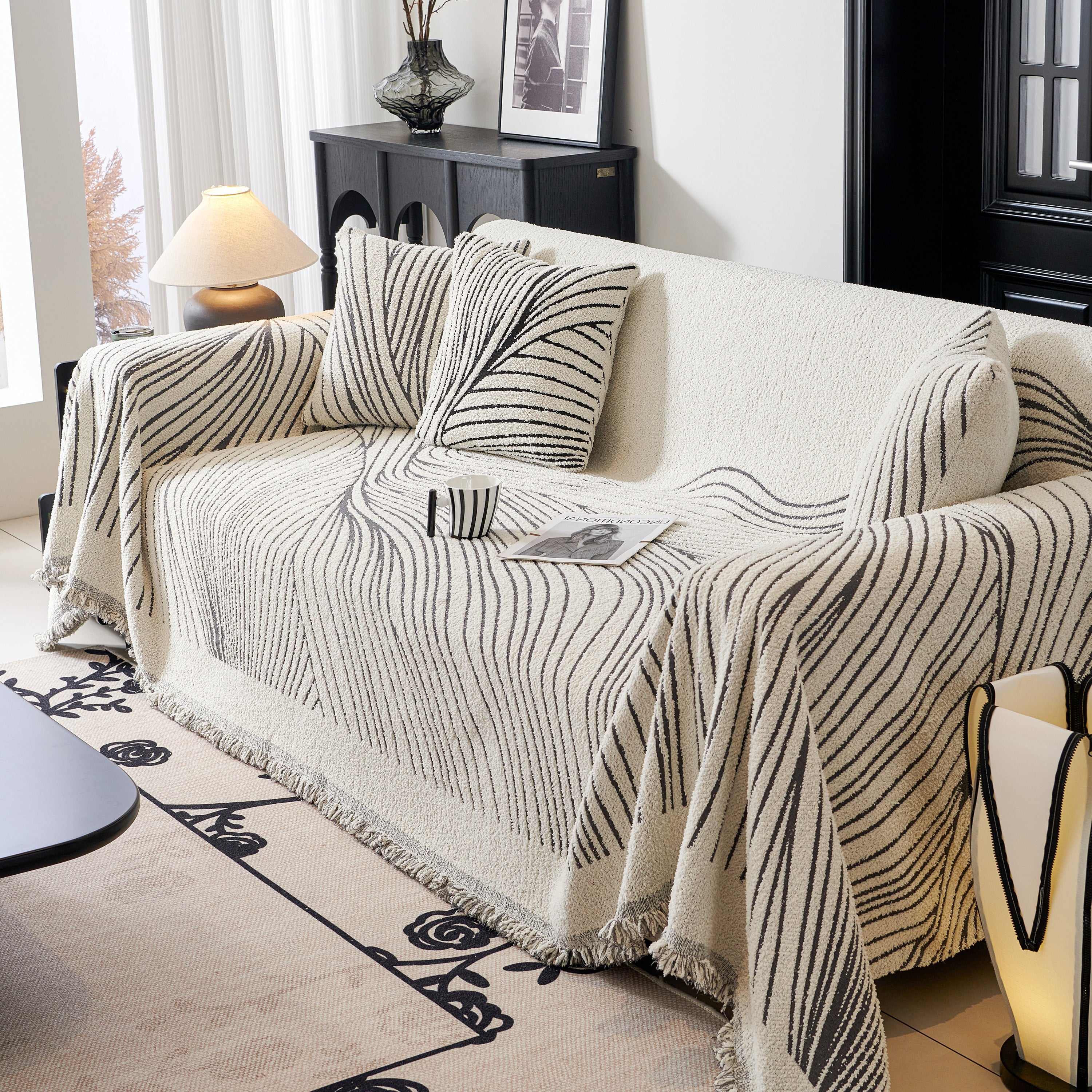 Cozy Striped Sofa Throw Blanket L Shaped Sectional Couch Covers Luxury Throws for Sofas
