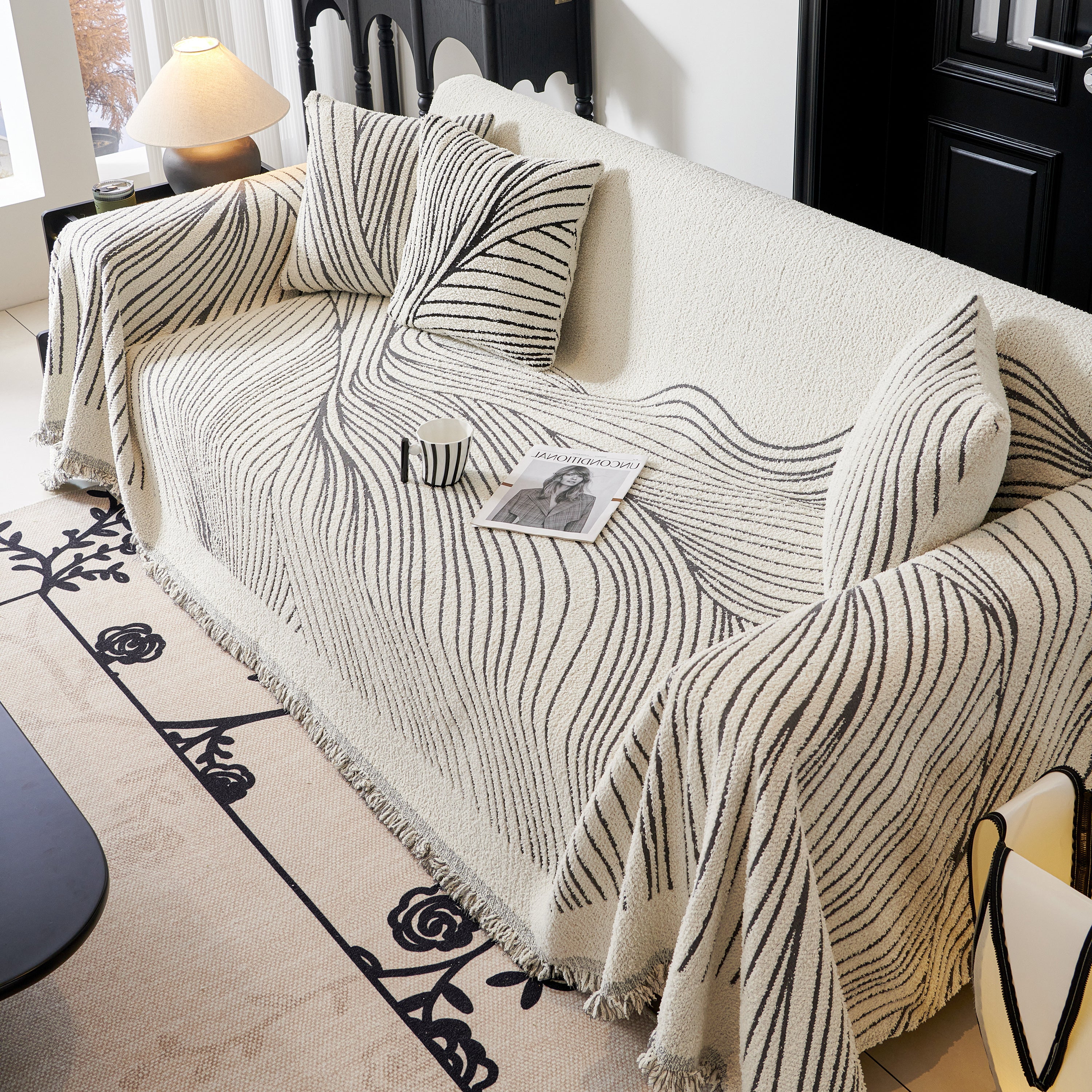 Cozy Striped Sofa Throw Blanket L Shaped Sectional Couch Covers Luxury Throws for Sofas