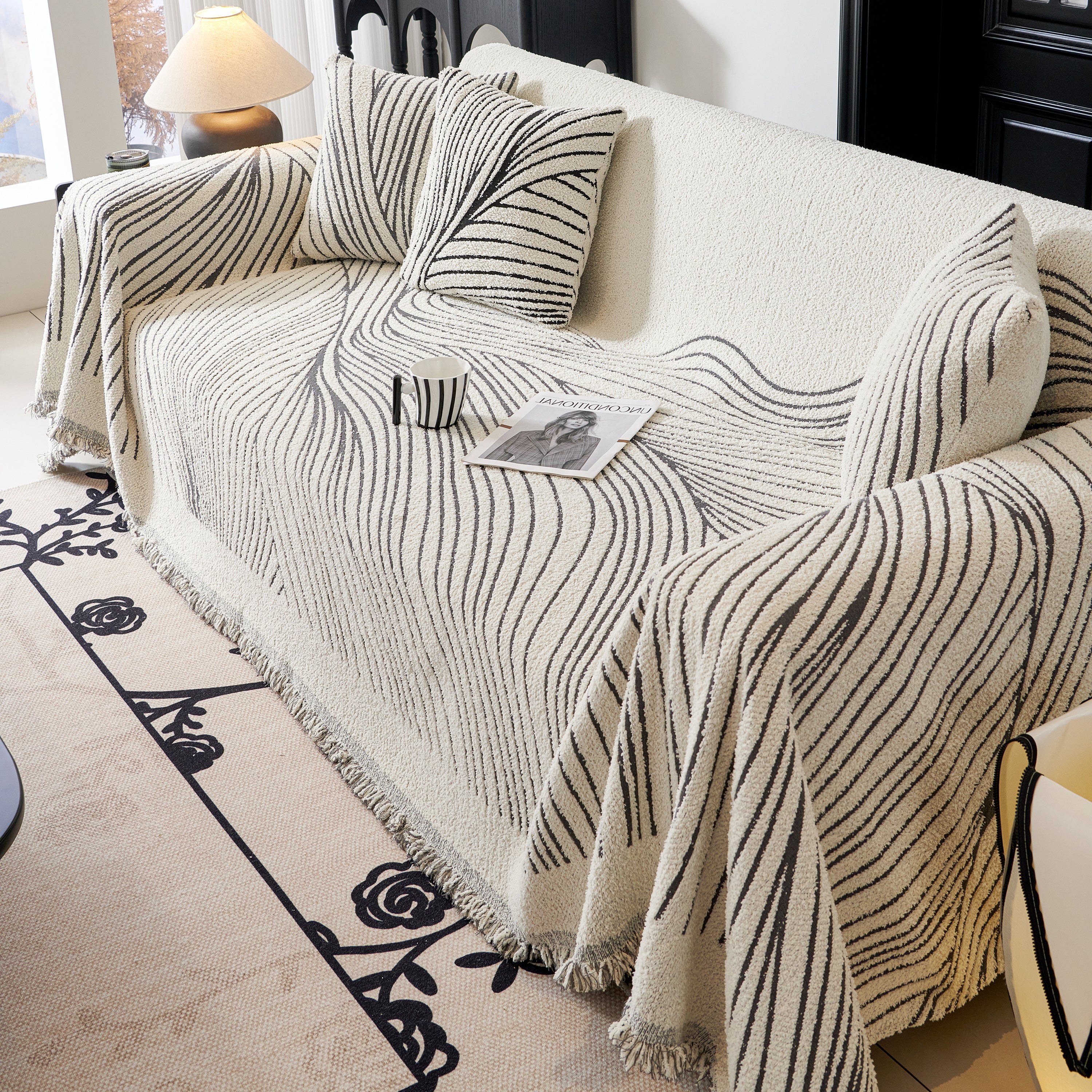Cozy Striped Sofa Throw Blanket L Shaped Sectional Couch Covers Luxury Throws for Sofas