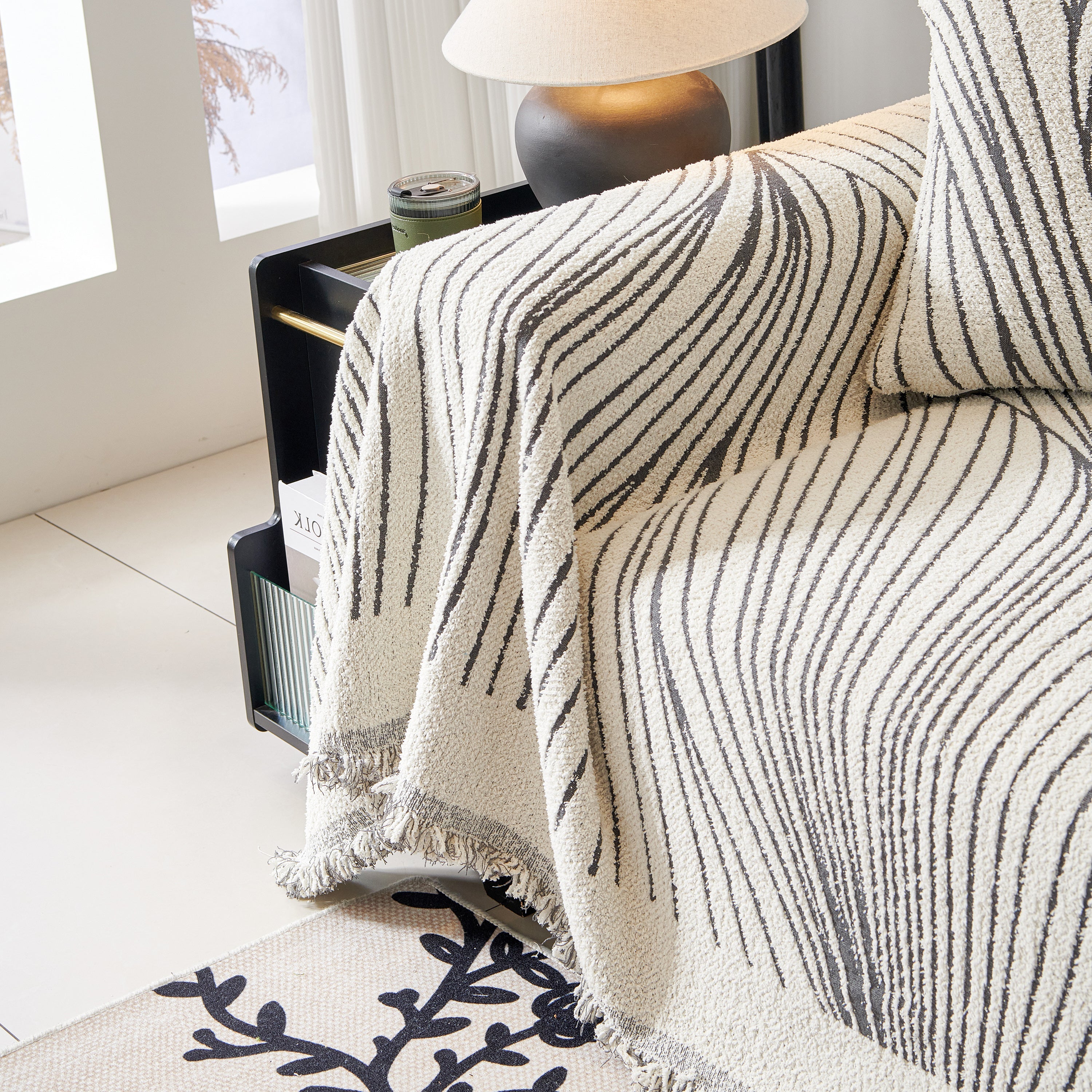 Cozy Striped Sofa Throw Blanket L Shaped Sectional Couch Covers Luxury Throws for Sofas