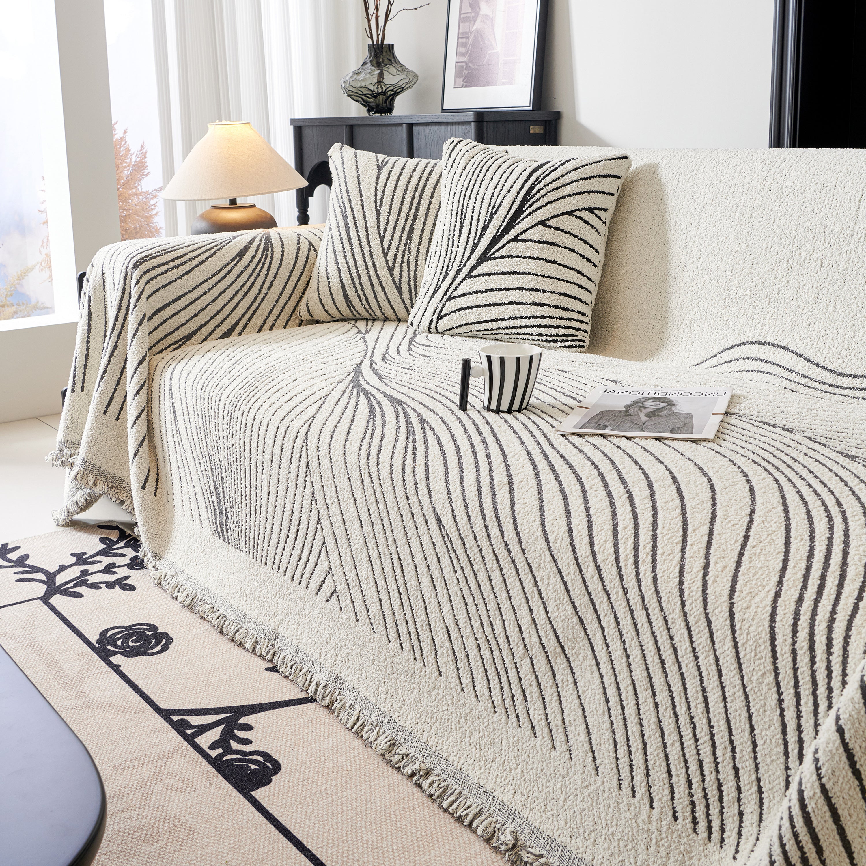 Cozy Striped Sofa Throw Blanket L Shaped Sectional Couch Covers Luxury Throws for Sofas