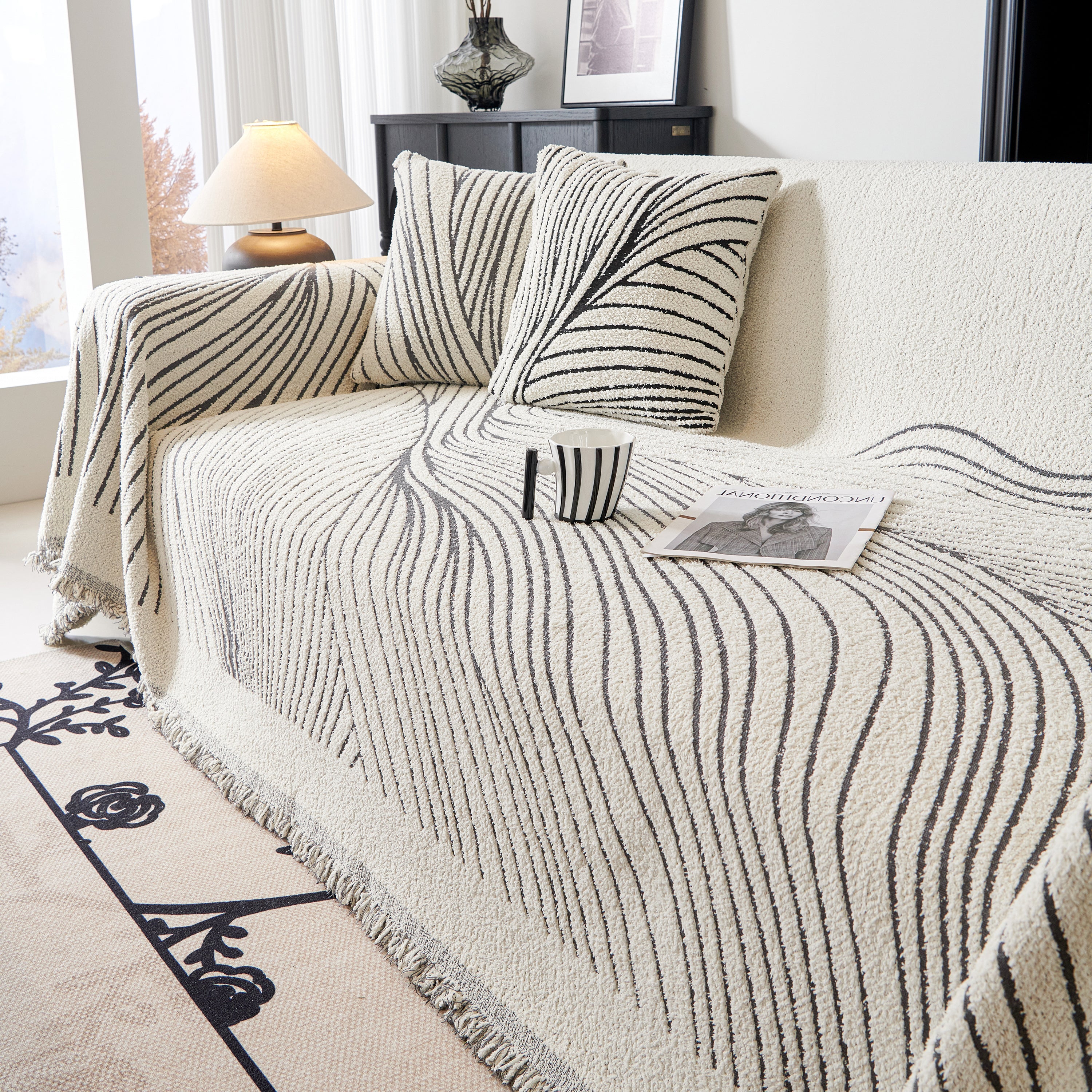 Cozy Striped Sofa Throw Blanket L Shaped Sectional Couch Covers Luxury Throws for Sofas