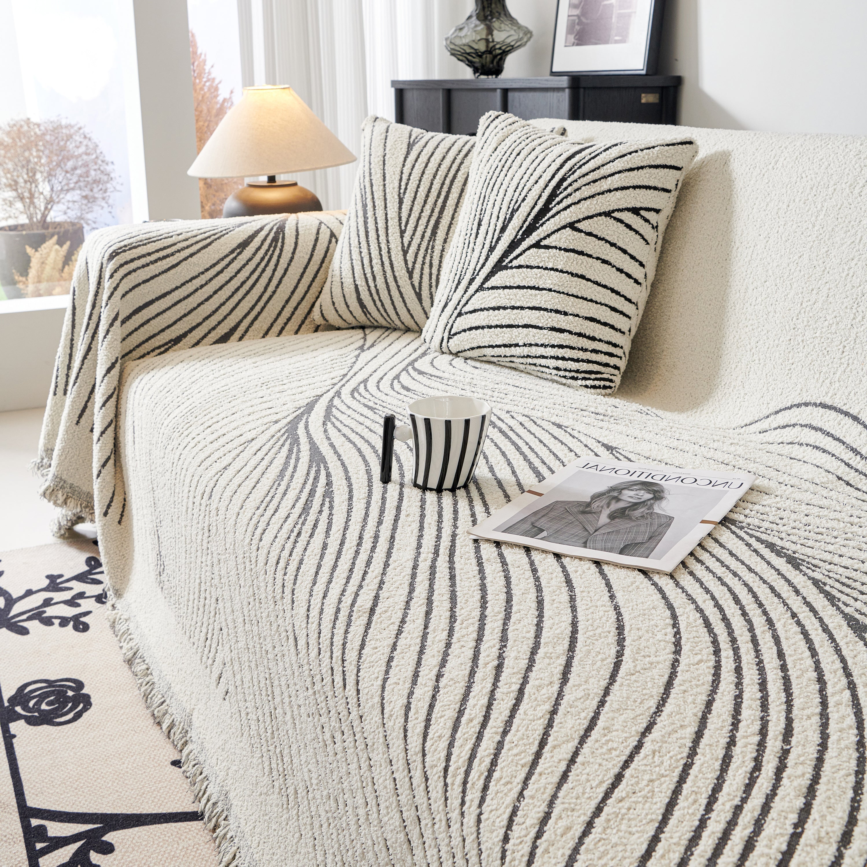 Cozy Striped Sofa Throw Blanket L Shaped Sectional Couch Covers Luxury Throws for Sofas
