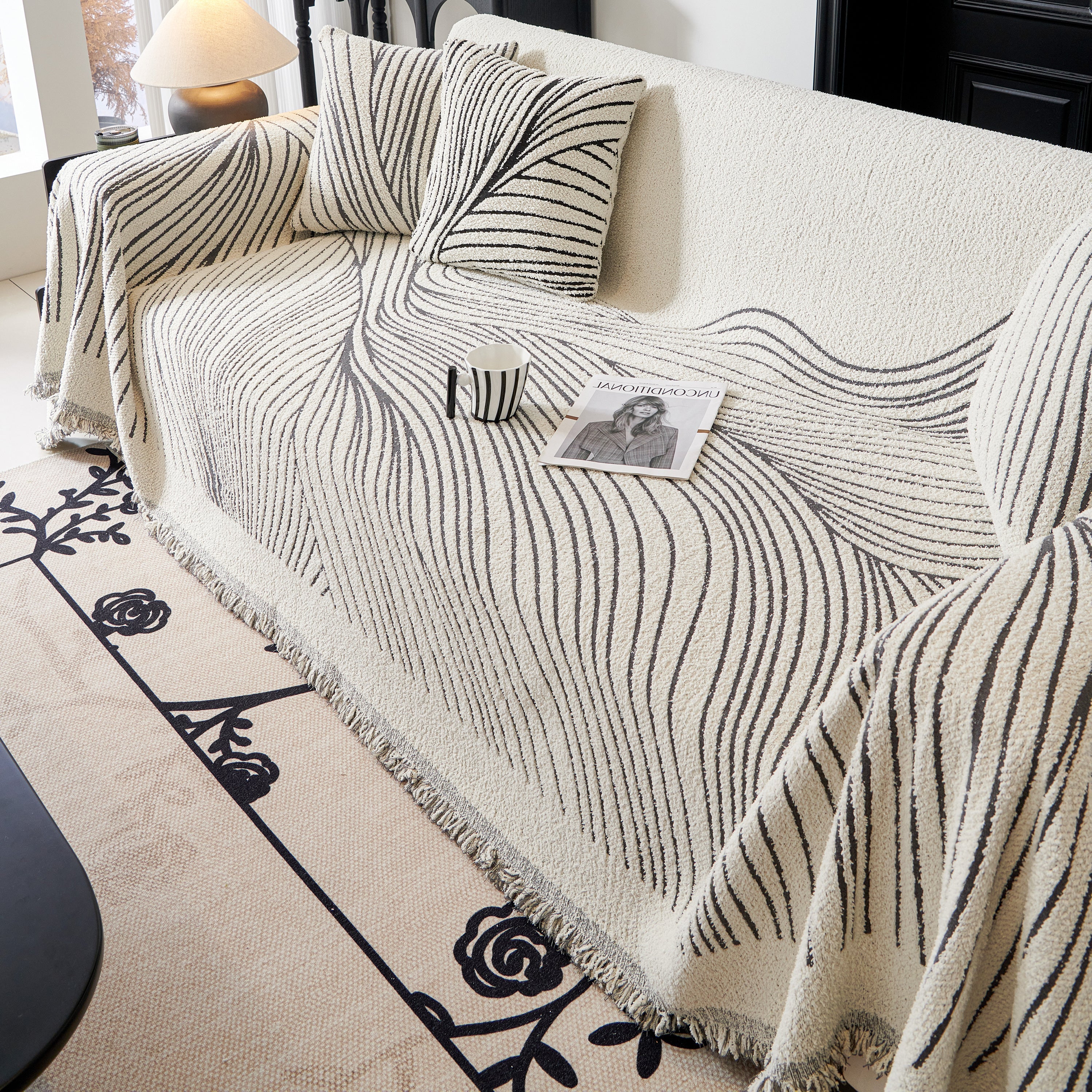 Cozy Striped Sofa Throw Blanket L Shaped Sectional Couch Covers Luxury Throws for Sofas