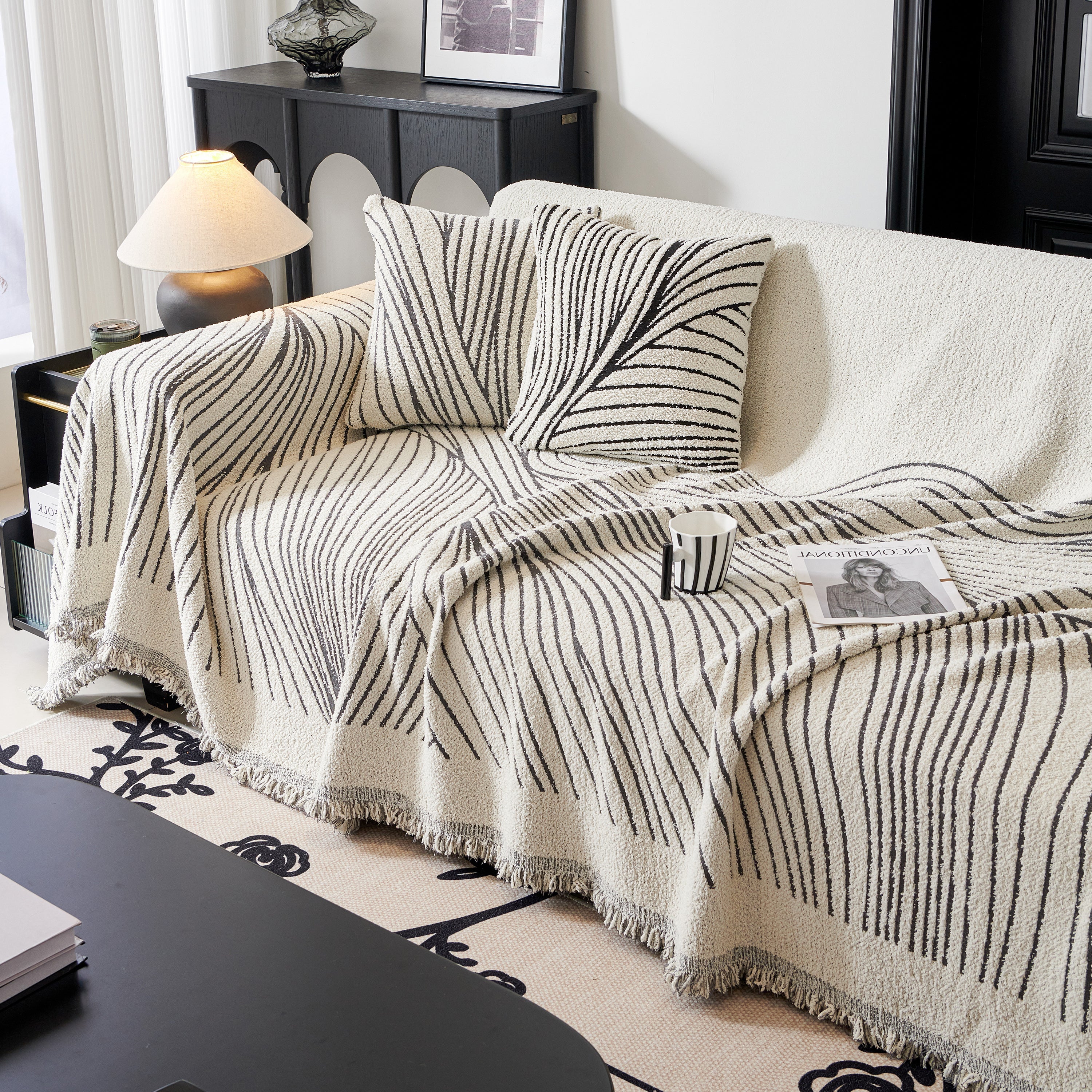 Cozy Striped Sofa Throw Blanket L Shaped Sectional Couch Covers Luxury Throws for Sofas