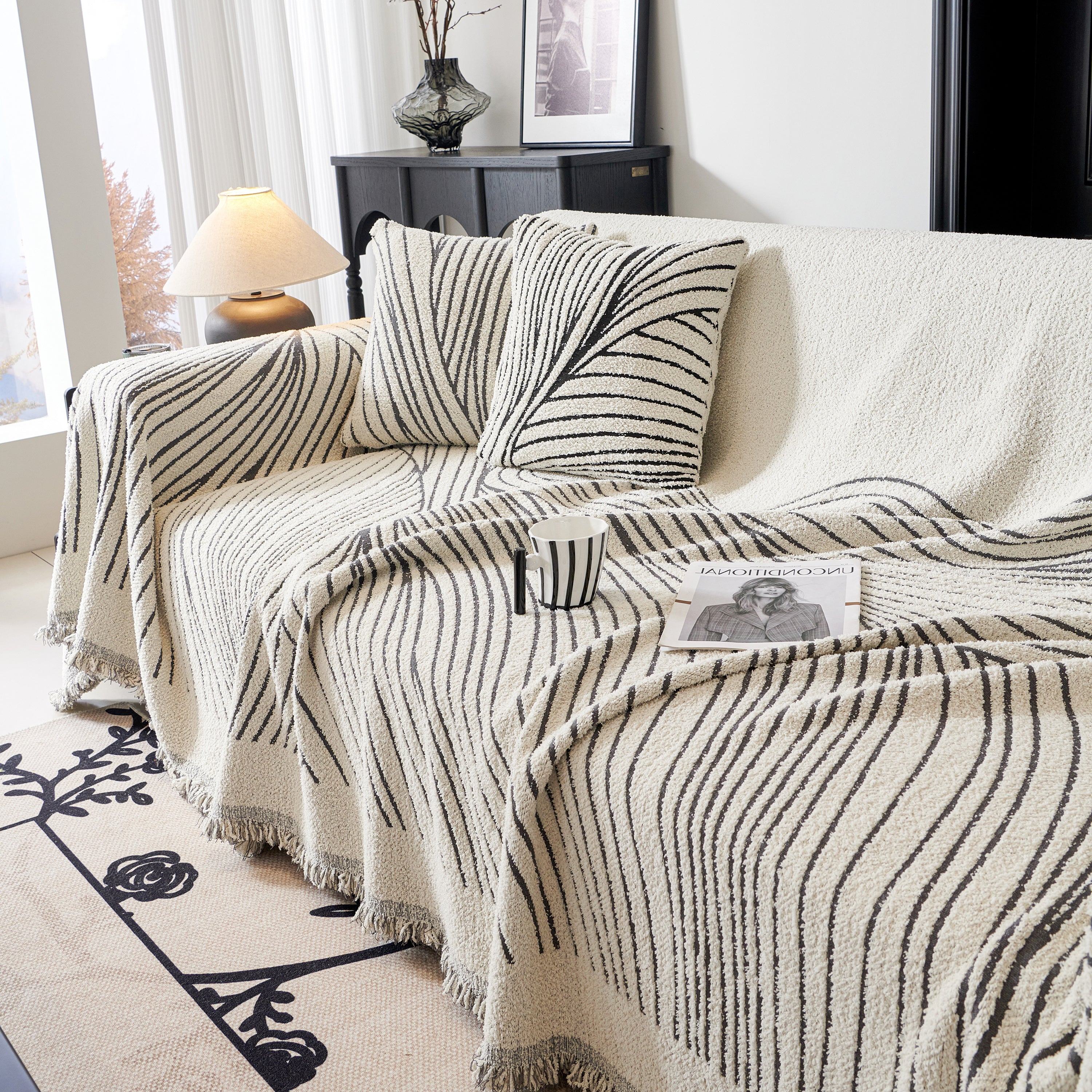 Cozy Striped Sofa Throw Blanket L Shaped Sectional Couch Covers Luxury Throws for Sofas