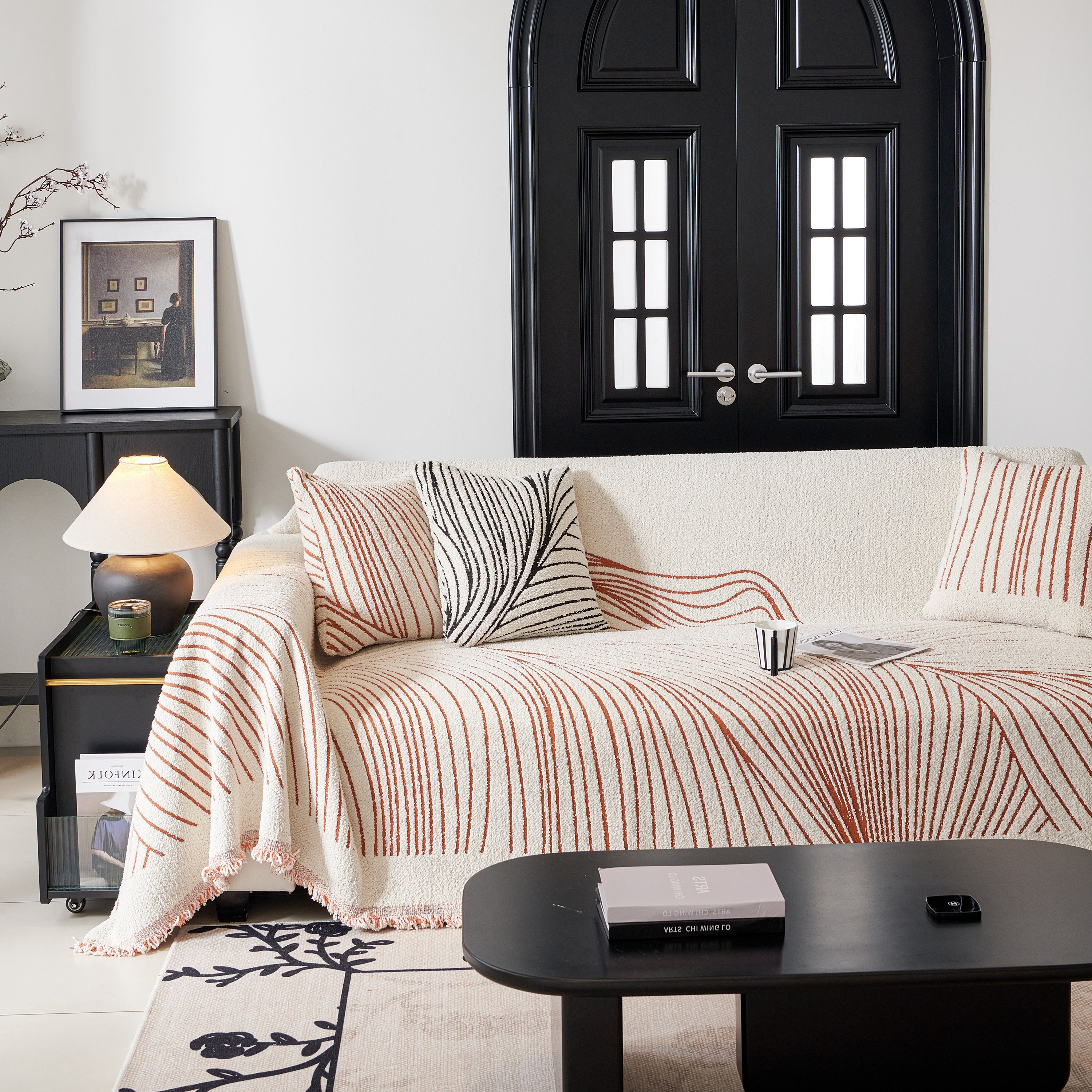 Cozy Striped Sofa Throw Blanket L Shaped Sectional Couch Covers Luxury Throws for Sofas
