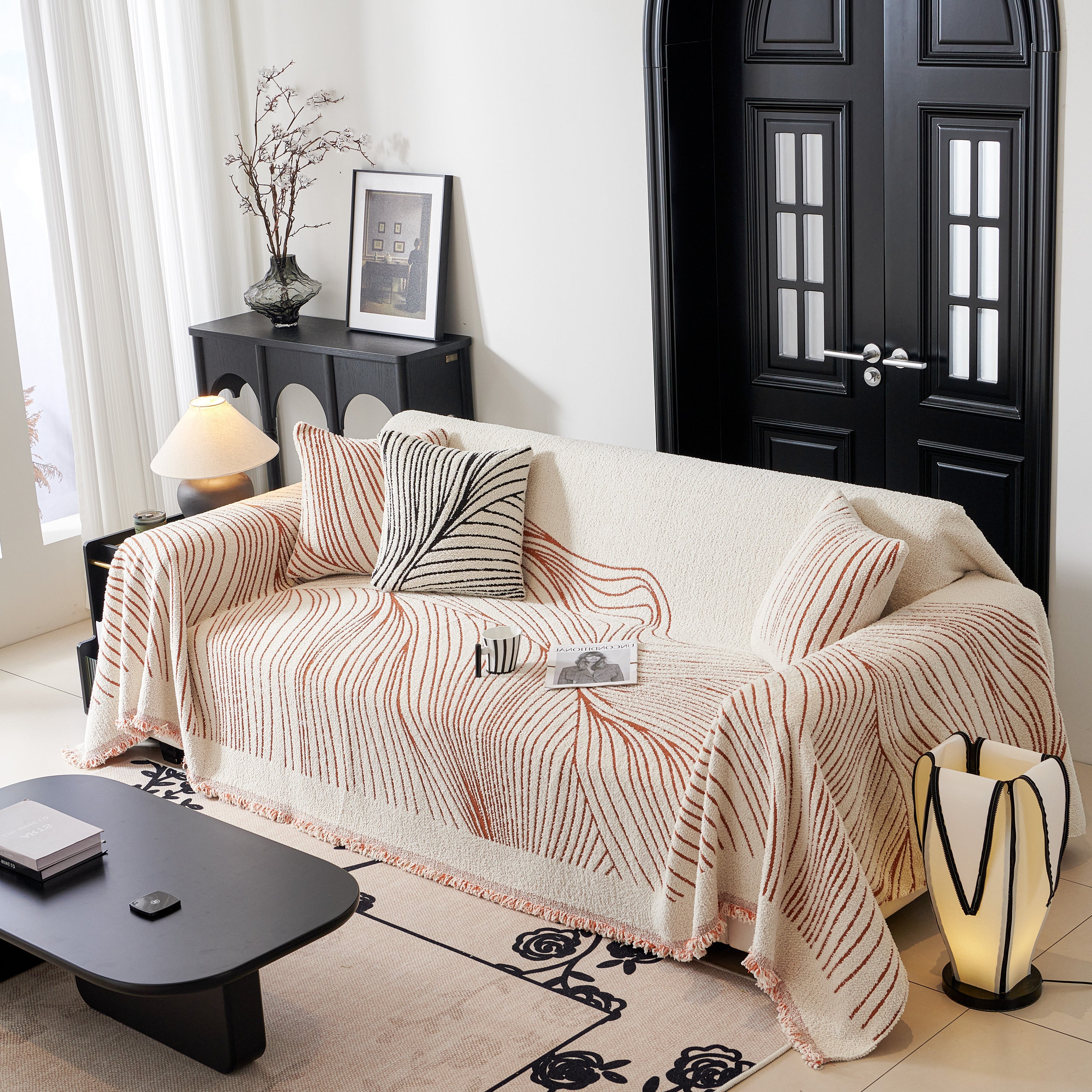 Cozy Striped Sofa Throw Blanket L Shaped Sectional Couch Covers Luxury Throws for Sofas