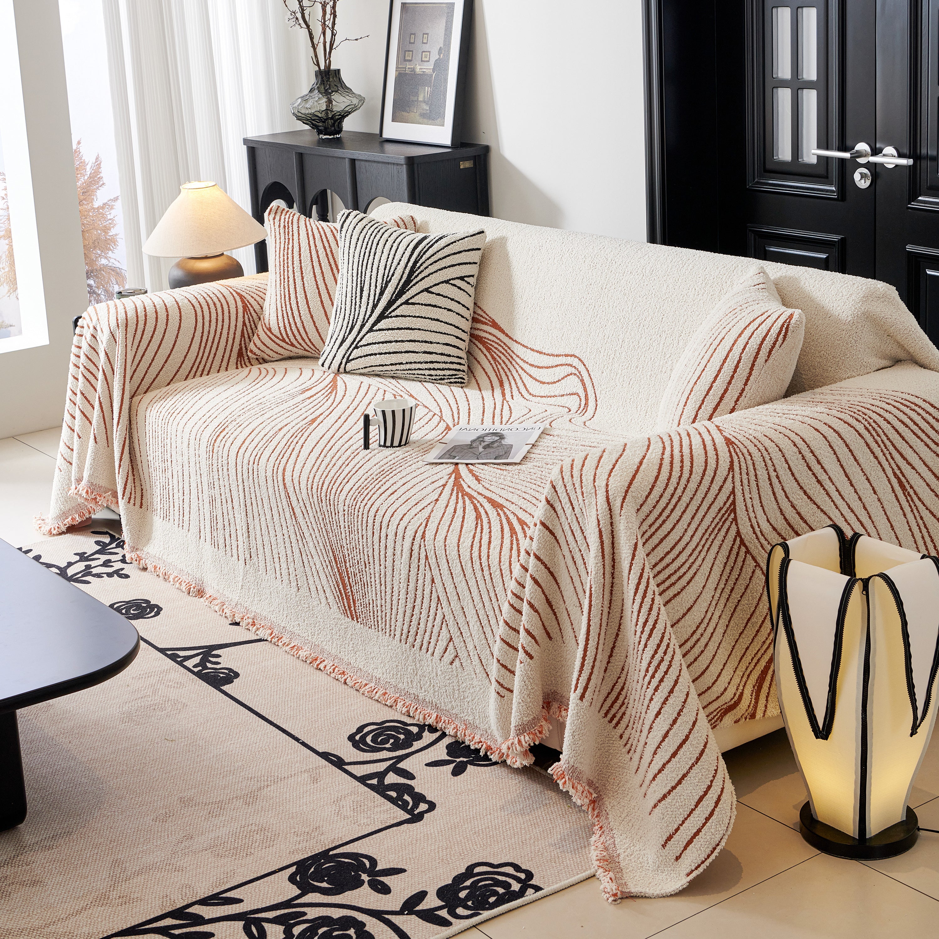 Cozy Striped Sofa Throw Blanket L Shaped Sectional Couch Covers Luxury Throws for Sofas