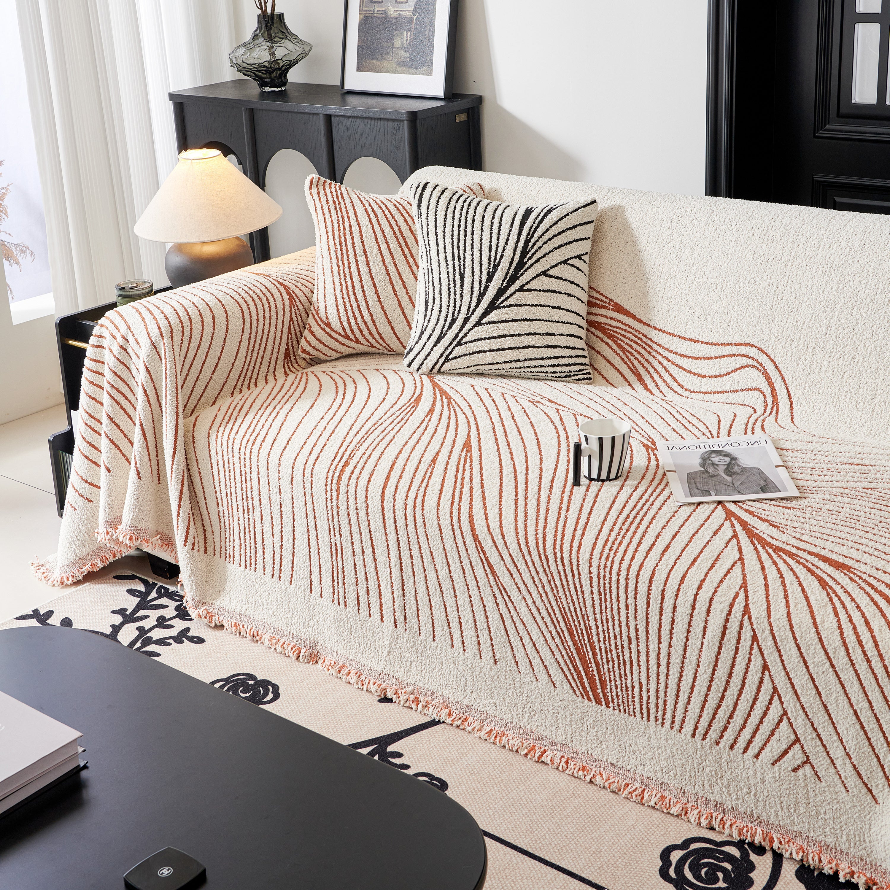 Cozy Striped Sofa Throw Blanket L Shaped Sectional Couch Covers Luxury Throws for Sofas