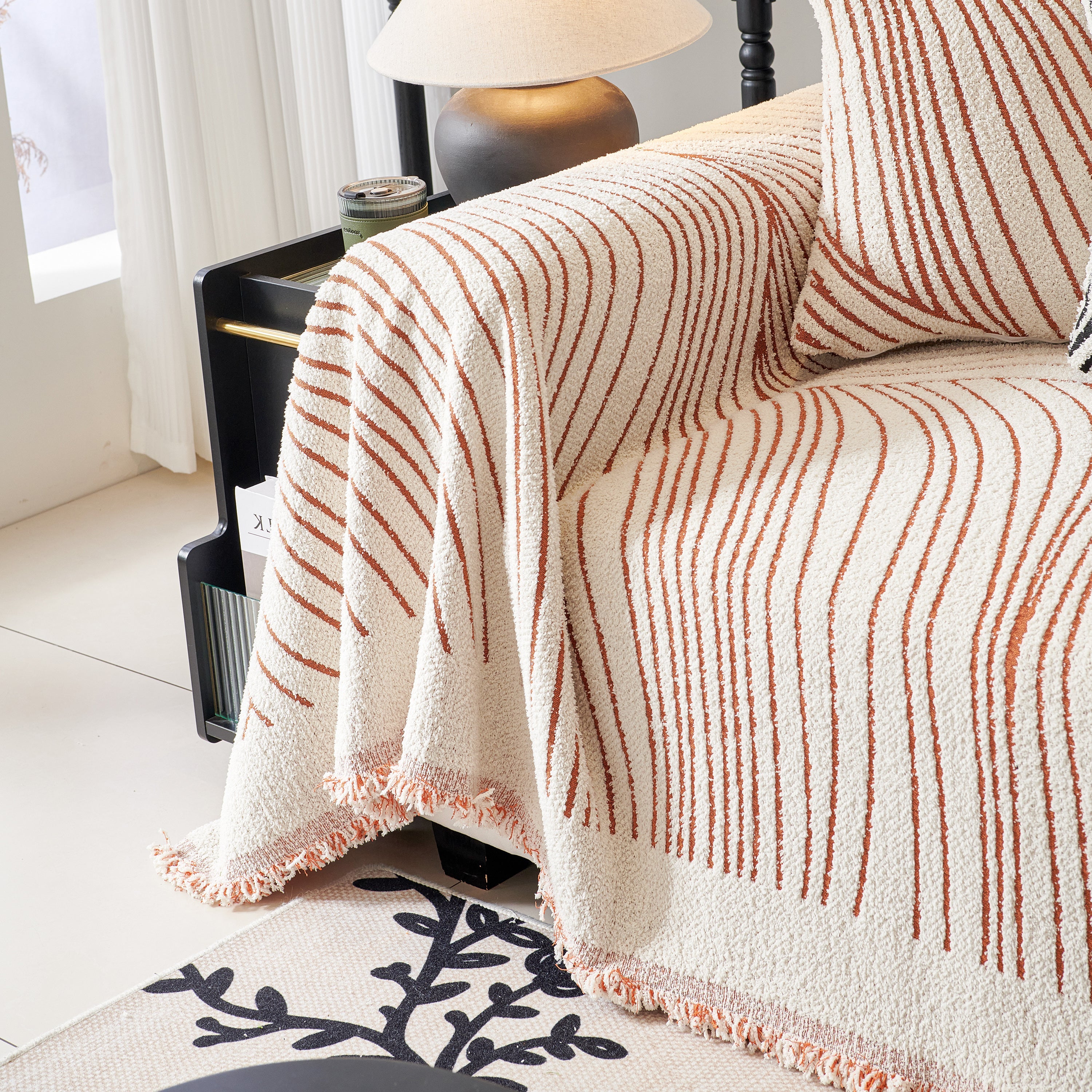 Cozy Striped Sofa Throw Blanket L Shaped Sectional Couch Covers Luxury Throws for Sofas