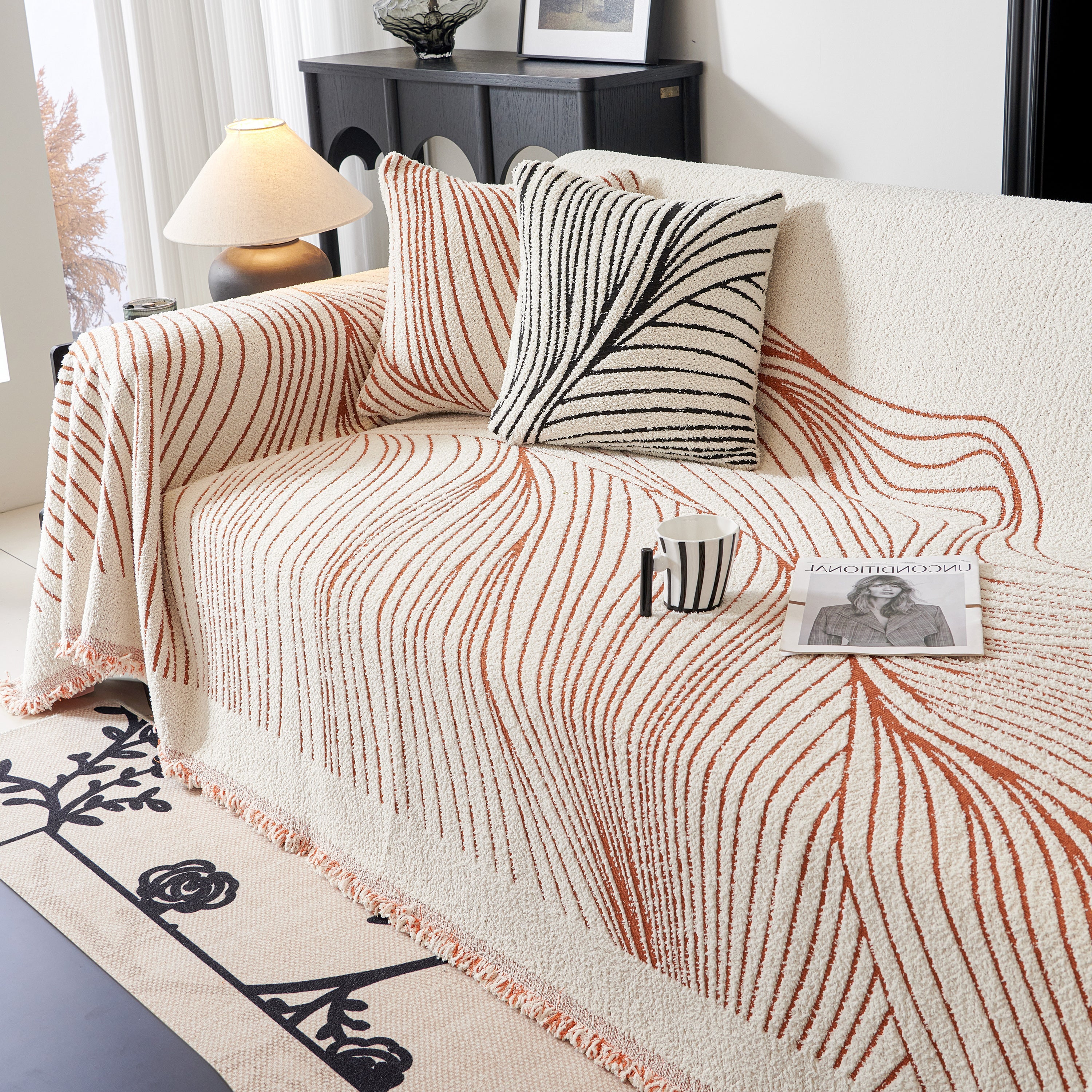 Cozy Striped Sofa Throw Blanket L Shaped Sectional Couch Covers Luxury Throws for Sofas