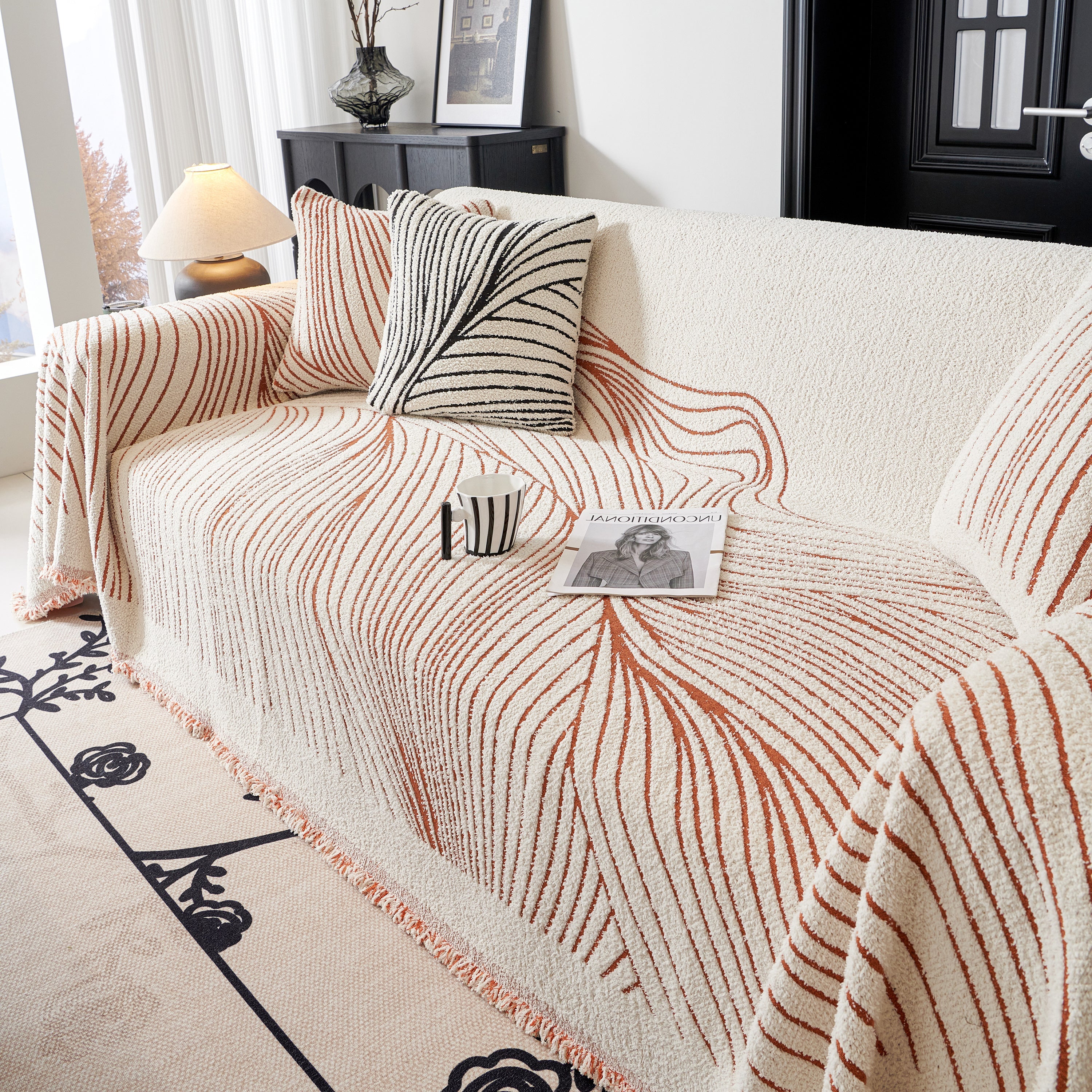 Cozy Striped Sofa Throw Blanket L Shaped Sectional Couch Covers Luxury Throws for Sofas