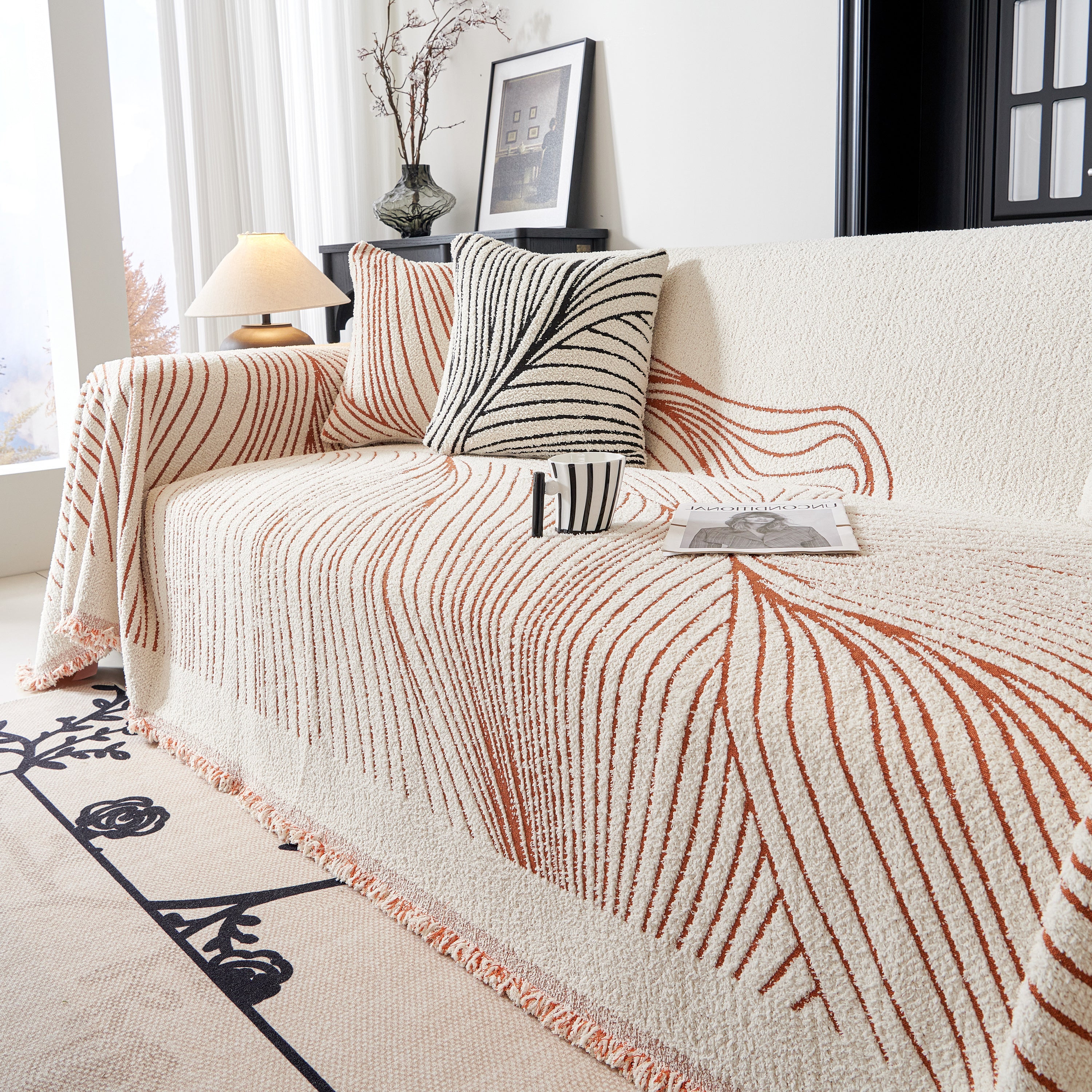 Cozy Striped Sofa Throw Blanket L Shaped Sectional Couch Covers Luxury Throws for Sofas