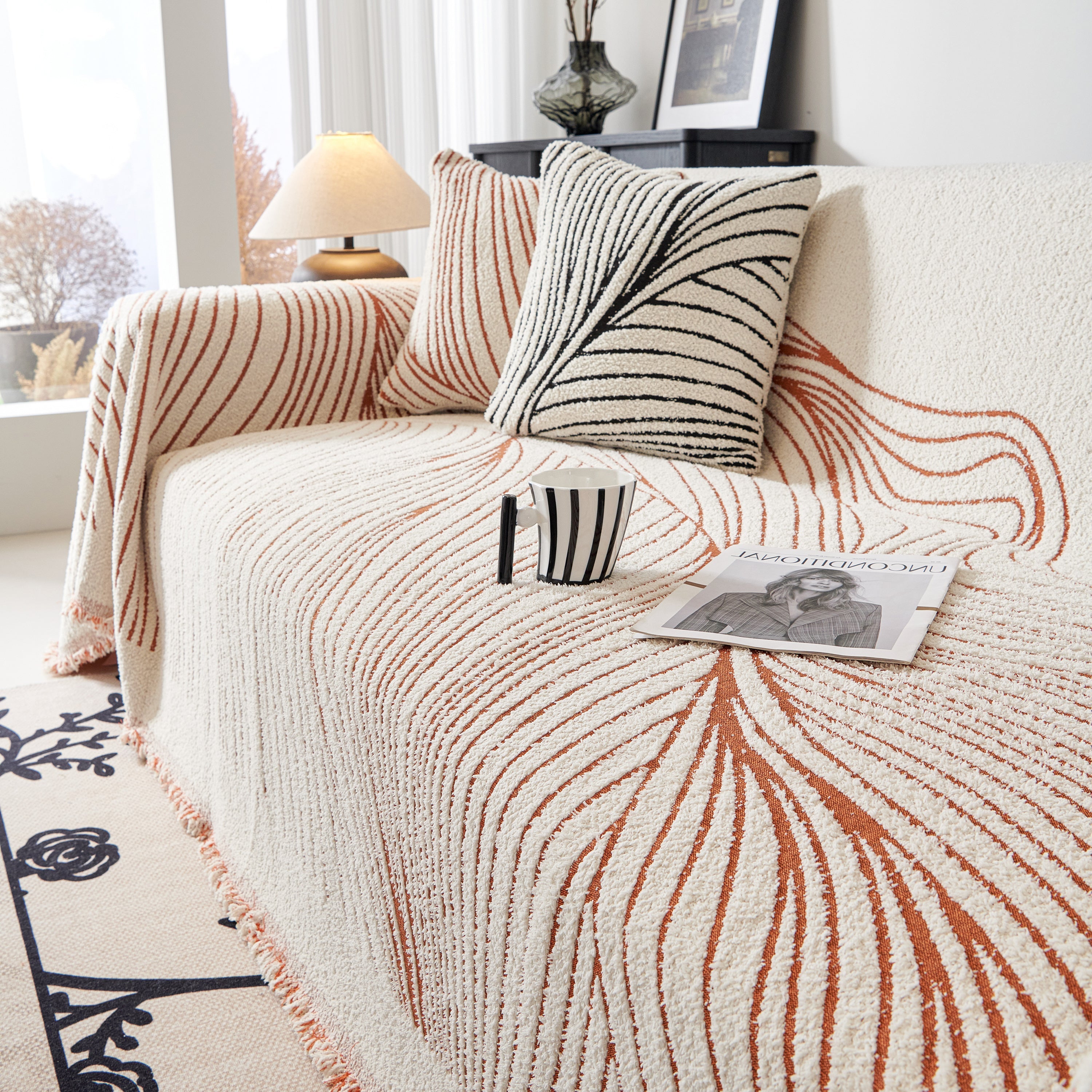 Cozy Striped Sofa Throw Blanket L Shaped Sectional Couch Covers Luxury Throws for Sofas