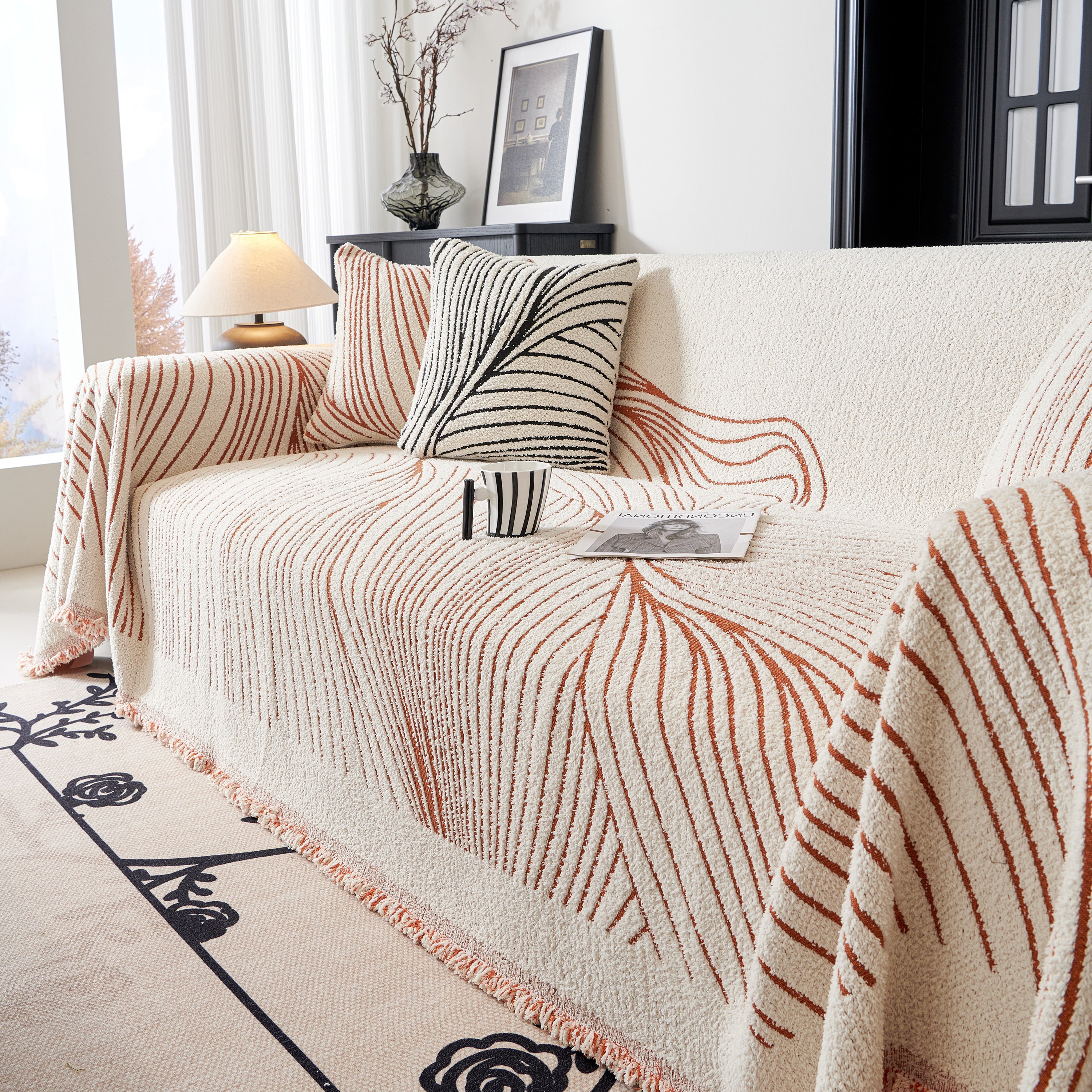 Cozy Striped Sofa Throw Blanket L Shaped Sectional Couch Covers Luxury Throws for Sofas